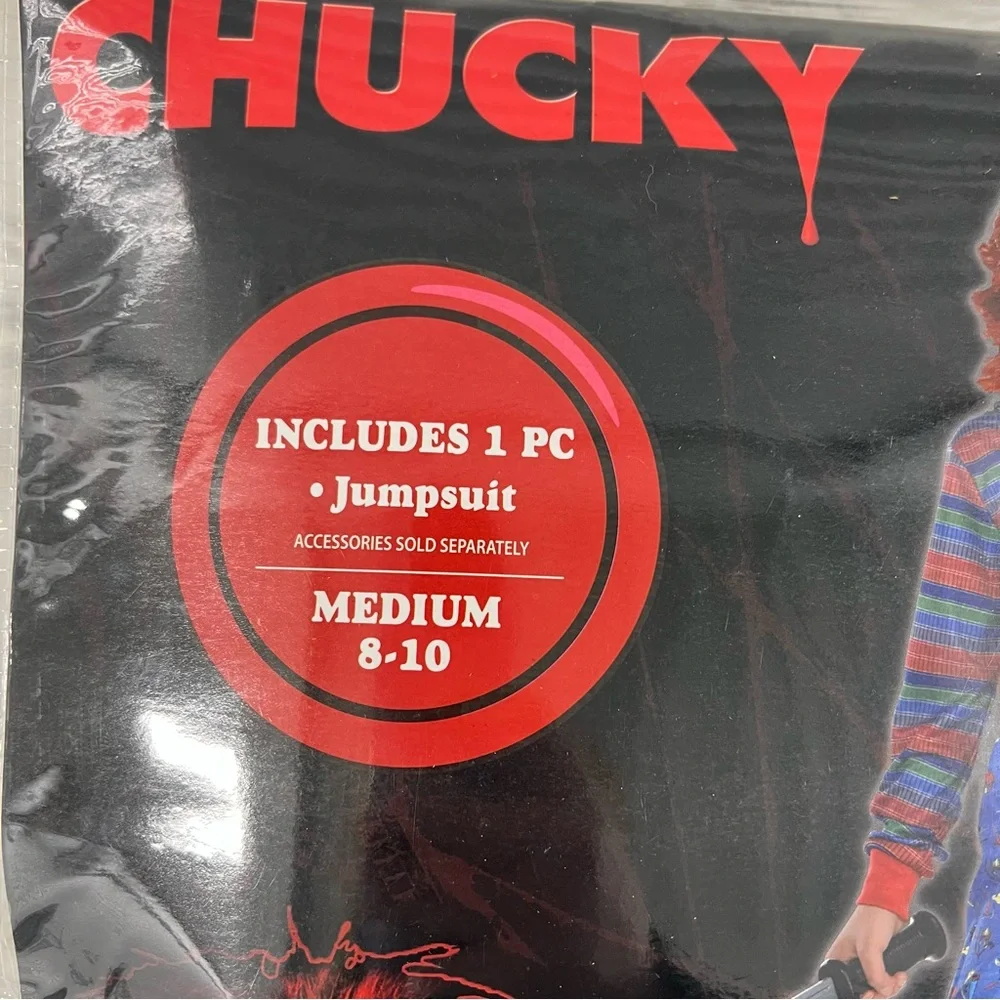 Chucky Kids Costume - Blue Jumpsuit M 8-10 XL 14-16